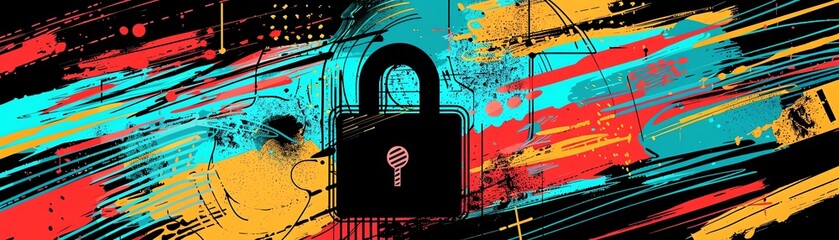 Cybersecurity concept, digital art, network grid, sophisticated and secure