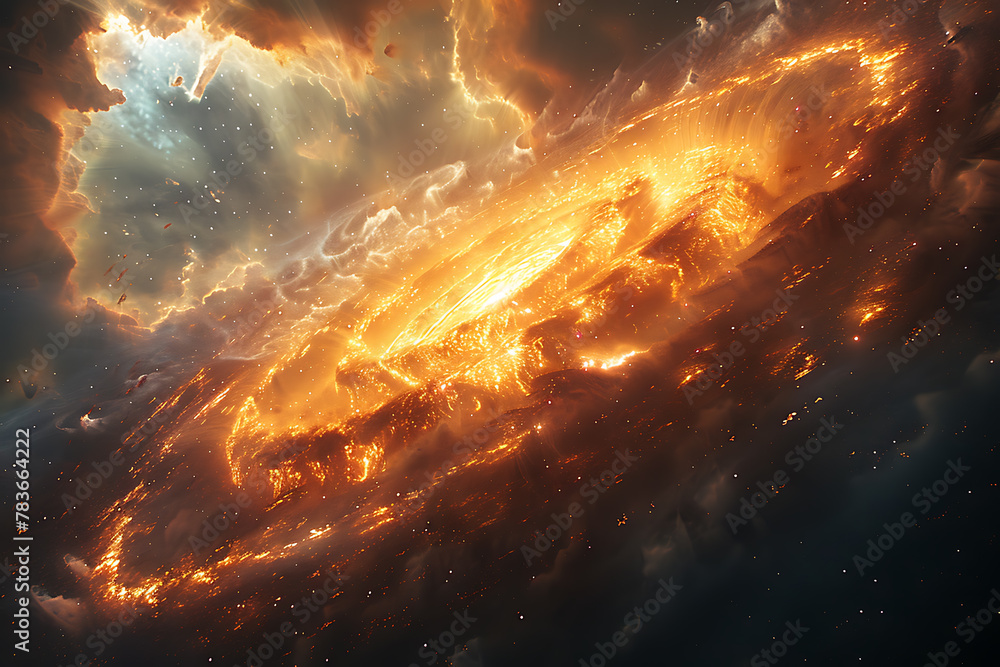 Poster vibrant digital rendering of deep space featuring a mesmerizing nebula and distant galaxies, perfect