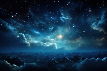 Fototapeta premium A night sky filled with stars and clouds.