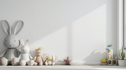 Mockup wall in children's room on white wall background.