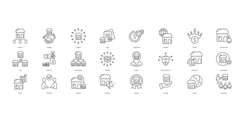 Franchise icons set. Set of editable stroke icons.Vector set of Franchise