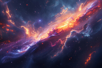 Stunning digital artwork of deep space, featuring a captivating blend of swirling galaxies and vibrant nebulae, perfect for celestial-themed backgrounds and sci-fi-inspired designs - obrazy, fototapety, plakaty