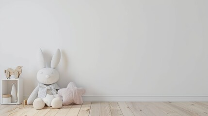 Mockup wall in children's room on white wall background.