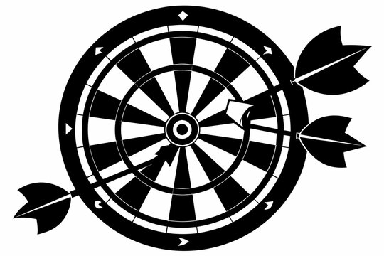 recommend clip art: cartoon style silhouette black color darts board vector illustration