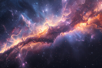 An awe-inspiring deep space wallpaper featuring galaxies, nebulae, and stars, providing a mesmerizing glimpse into the cosmic wonders of the universe with ethereal beauty - obrazy, fototapety, plakaty