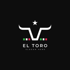 bull head buffalo horns powerful minimalist logo design graphic vector