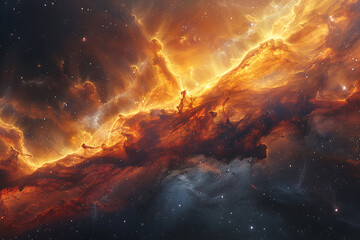 An awe-inspiring deep space wallpaper featuring galaxies, nebulae, and stars, providing a mesmerizing glimpse into the cosmic wonders of the universe with ethereal beauty - obrazy, fototapety, plakaty