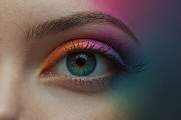 close up of eye with colorful makeup