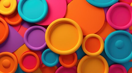 Background with circles in a paper style. With a variety of colors.