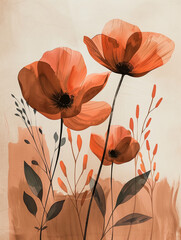poppies of the old paper