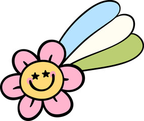 Retro Earth Day Rainbow Pastel Doodle Drawing Cartoon 