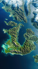 islands from above, satellite abstract landscape background - obrazy, fototapety, plakaty