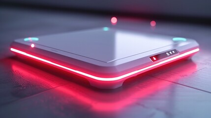 Sleek Digital Smart Scale with Intricate Red Lighting for Futuristic Health Monitoring