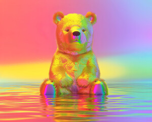 Teddy Bear with Vibrant Holographic Colors