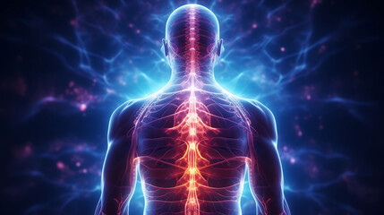 Vital Glow: Human Anatomy with a Luminous Nervous System