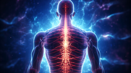 Vital Glow: Human Anatomy with a Luminous Nervous System