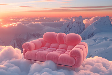 Cloud Couch: Surreal Comfort in the Sky