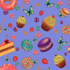 Sweets donuts and candy pattern png files