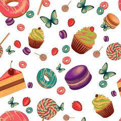 Sweets donuts and candy pattern png files