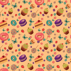 Sweets donuts and candy pattern png files