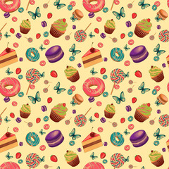 Sweets donuts and candy pattern png files