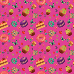Sweets donuts and candy pattern png files