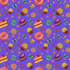Sweets donuts and candy pattern png files