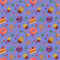 Sweets donuts and candy pattern png files