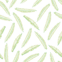 Tropical leaves jungle leaves seamless light green , winter leaf pattern on white background vector. simple leaf texture for fabric wallpaper textile print...