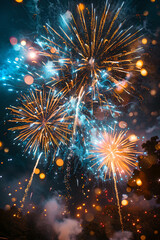 Spectacular Fireworks Explosion with Colorful Sparkles, Generative AI