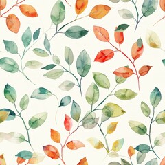 Light watercolor leaflets, seamless, fresh spring vibe s. Seamless Pattern, Fabric Pattern, Tumbler Wrap, Mug Wrap.