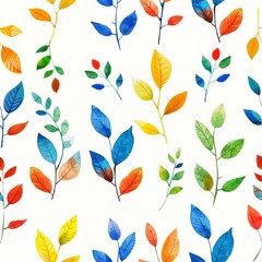 Playful tiny leaf doodles, seamless, watercolor lightnesss. Seamless Pattern, Fabric Pattern, Tumbler Wrap, Mug Wrap.