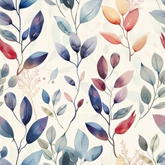 Whimsical watercolor foliage, seamless, airy and lights. Seamless Pattern, Fabric Pattern, Tumbler Wrap, Mug Wrap.