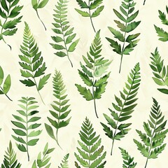 Miniature fern fronds, seamless pattern, light watercolor elegances. Seamless Pattern, Fabric Pattern, Tumbler Wrap, Mug Wrap.