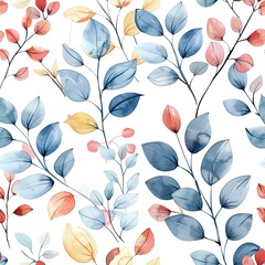 Whimsical watercolor foliage, seamless, airy and lights. Seamless Pattern, Fabric Pattern, Tumbler Wrap, Mug Wrap.