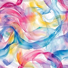 Light watercolor ribbon dances, seamless, fluid and artistics. Seamless Pattern, Fabric Pattern, Tumbler Wrap, Mug Wrap.
