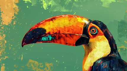 Rolgordijnen Shot of a toucans colorful bill and bright eyes © Abdulmueed