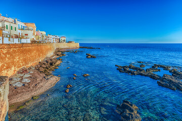 View over the historic ramparts in Alghero, Sardinia, Italy - 783672651