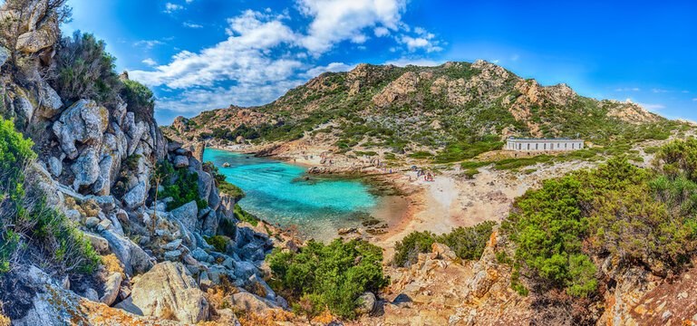 View over Cala Corsara, Spargi Island, Maddalena Archipelago, Sardinia, Italy