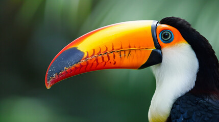 Shot of a toucans colorful bill and bright eyes