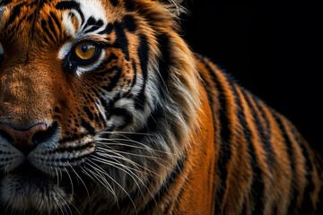 A close up of a tiger with an isolated background - obrazy, fototapety, plakaty
