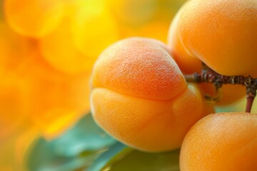 Detailed Apricot closeup photo. Diet fruit organic. Generate Ai
