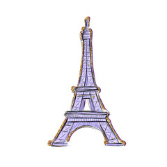 Violet Eiffel Tower png clipart, Paris illustration, France illustration 