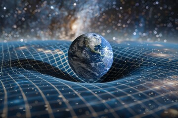 Earth gravity bends space around it. Earth bends space, distorting the spacetime concept and deforming the space-time grid around the universe.