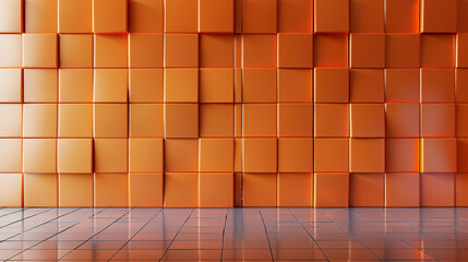 Square 3D Wall background with tiles Semi gloss - obrazy, fototapety, plakaty