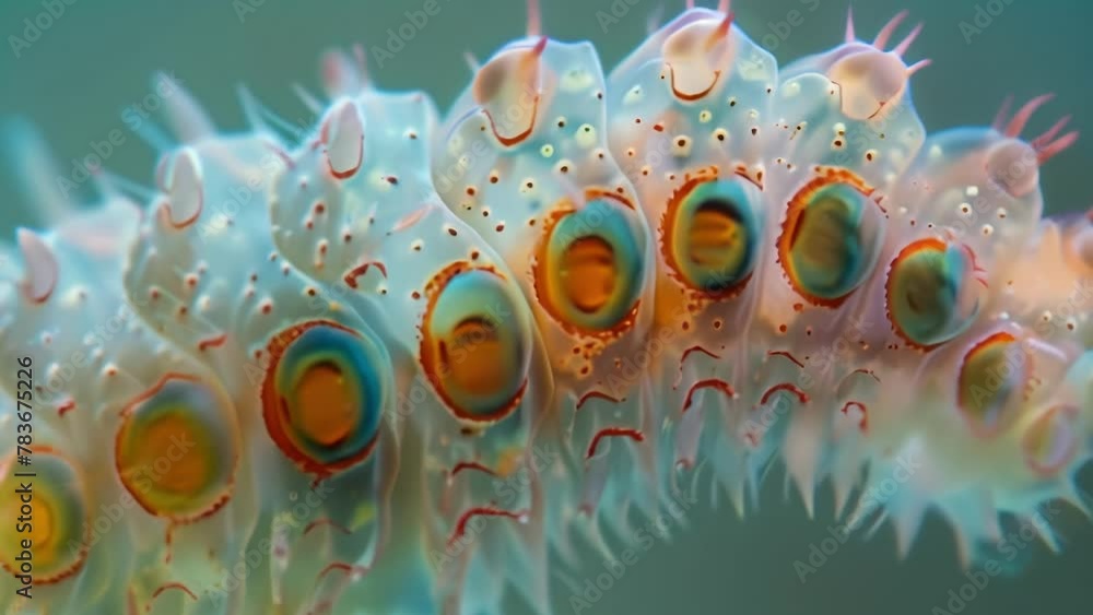Poster a closeup of a parasitic larva reveals intricate patterns on its segmented body designed for maximum