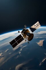 Obraz premium Satellite internet communication. satellite and earth.｜衛星インターネット通信。衛星と地球