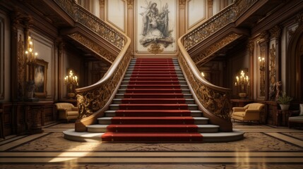 Classic grandeur unfolds in this historical staircase, an interior design marvel in ultra HD.