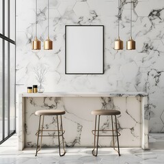 Harmonious Home: Elevating Kitchen Style with Hexagonal Marble Accents - obrazy, fototapety, plakaty