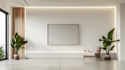 Modern Minimalism: Elegant TV Wall Mount with Sleek Armchair